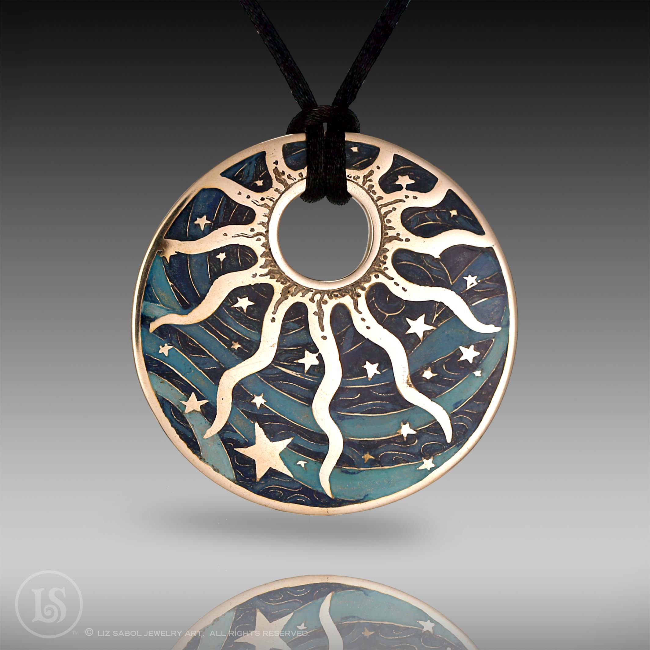 Celestial Sun Pendant, Bronze